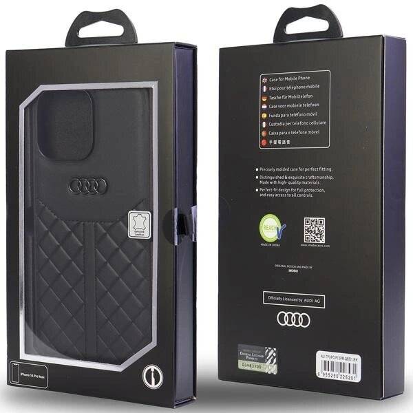 Audi Echtleder iPhone 13 Pro Max 6,7″ schwarz/schwarz Hardcase AU-TPUPCIP13PM-Q8/D1-BK