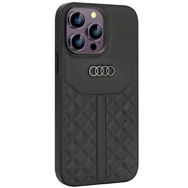 Audi Echtlederhülle iPhone 14 Pro Max 6,7″ – schwarz AU-TPUPCIP14PM-Q8/D1-BK