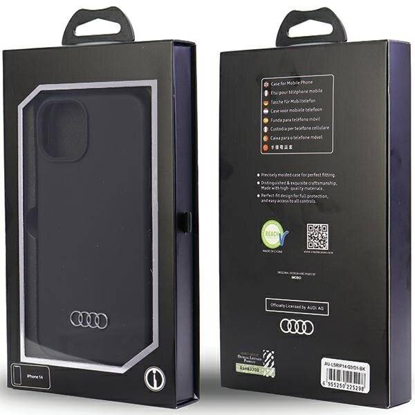 Audi Silikonhülle iPhone 14 6,1″ schwarz/schwarz Hardcase AU-LSRIP14-Q3/D1-BK