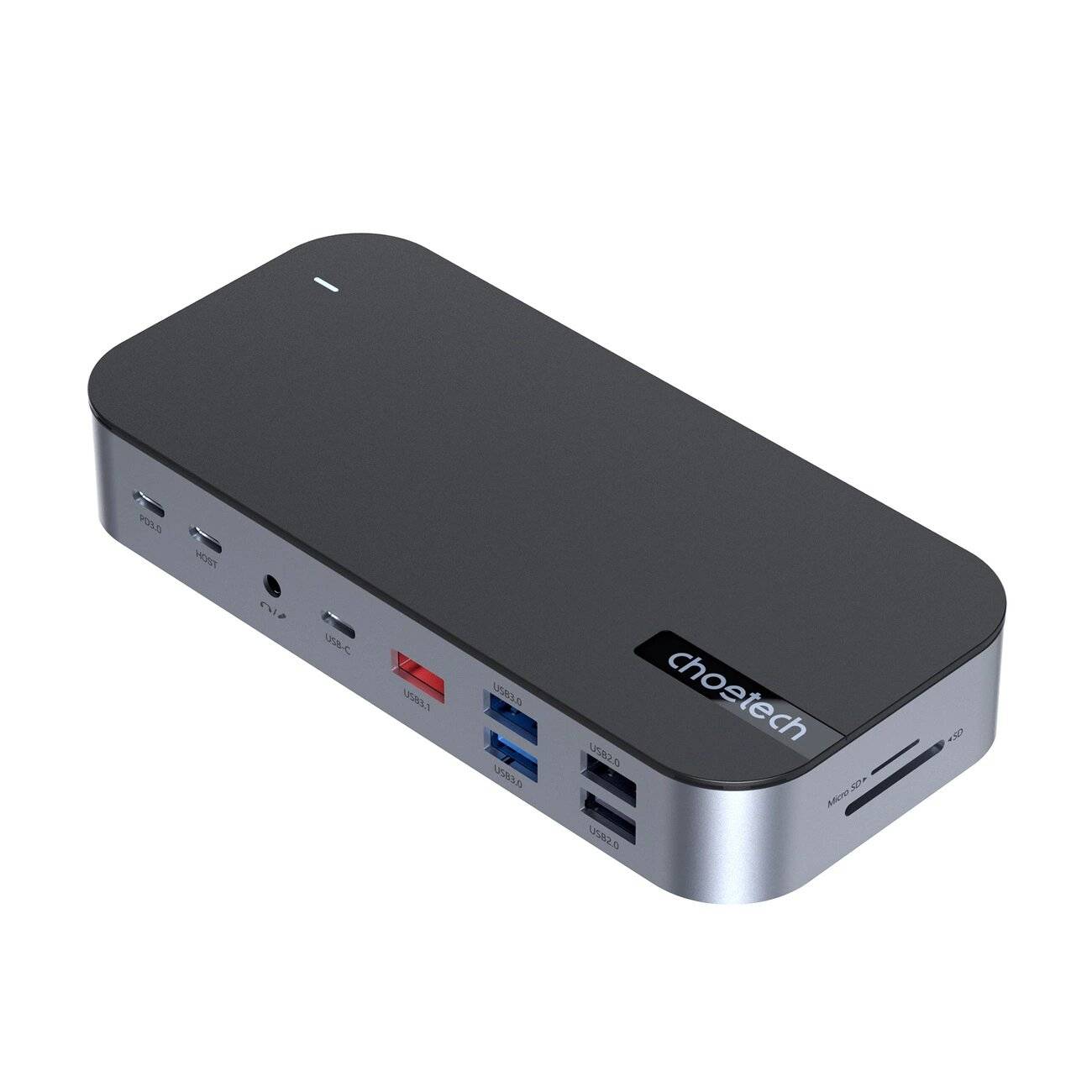 HUB Choetch M52 USB-C – PD/USB-C/USB-A/HDMI/VGA/DP/SD/TF/RJ45/AUX grau