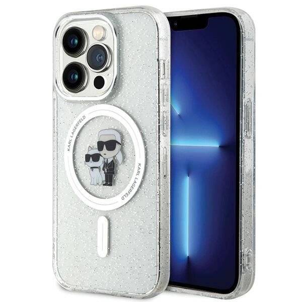 Karl Lagerfeld Karl&Choupette Glitter MagSafe Hülle iPhone 15 Pro – transparent