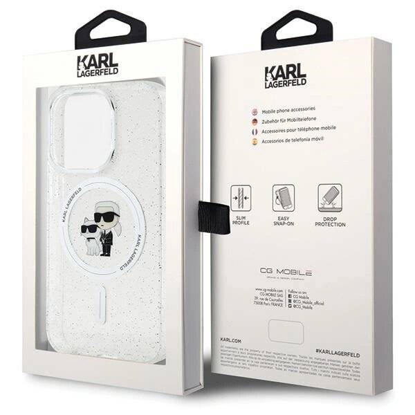 Karl Lagerfeld Karl&Choupette Glitter MagSafe Hülle iPhone 15 Pro – transparent
