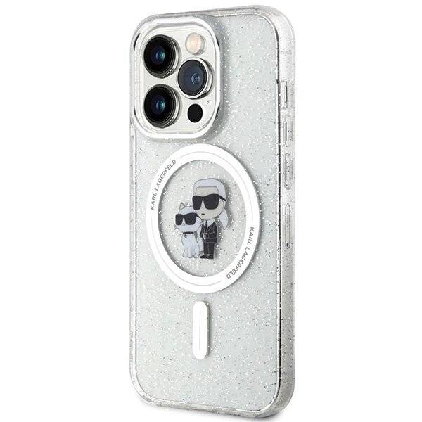 Karl Lagerfeld Karl&Choupette Glitter MagSafe Hülle iPhone 15 Pro – transparent