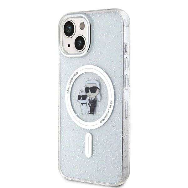 Karl Lagerfeld Karl&Choupette Glitter MagSafe Hülle iPhone 15 Plus – transparent