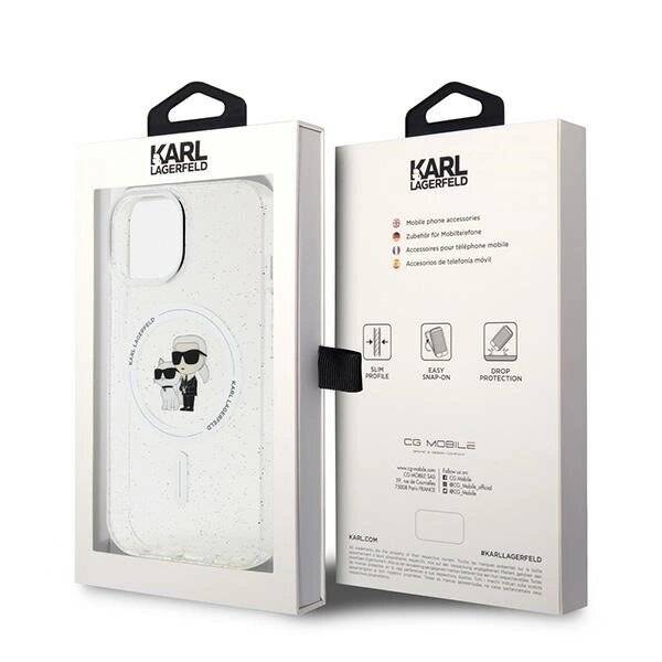 Karl Lagerfeld Karl&Choupette Glitter MagSafe Hülle iPhone 15 Plus – transparent