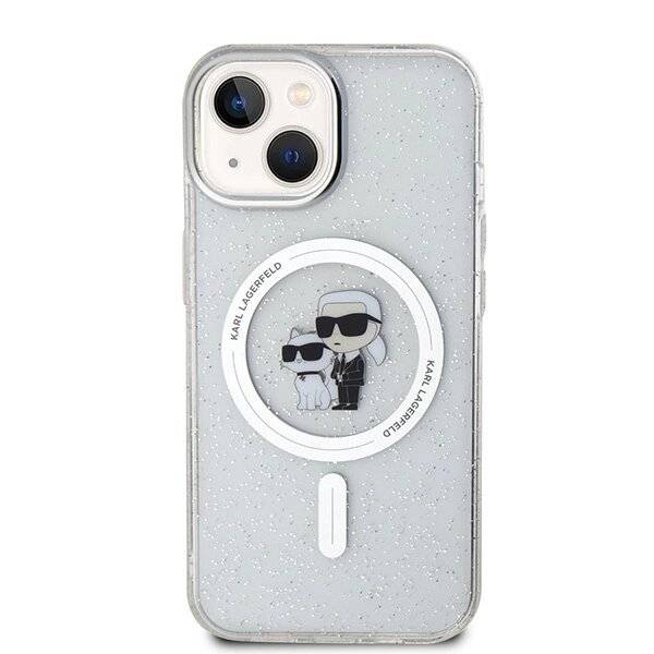 Karl Lagerfeld Karl&Choupette Glitter MagSafe Hülle iPhone 15 Plus – transparent
