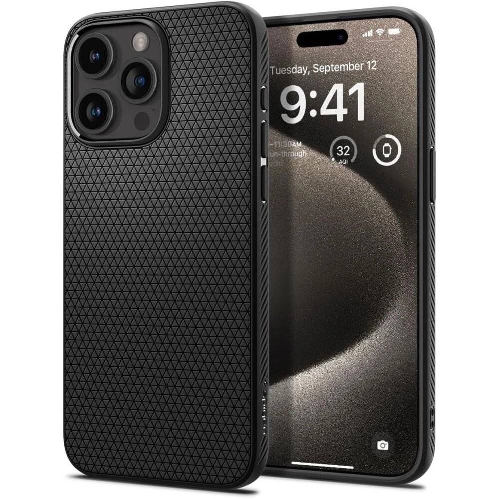 Spigen Liquid Air Hülle iPhone 15 Pro Max – Mattschwarz