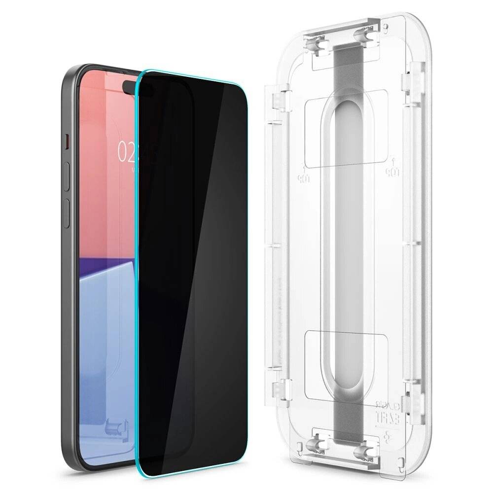 Spigen Glas.tR EZ Fit Privacy gehärtetes Glas iPhone 15/16