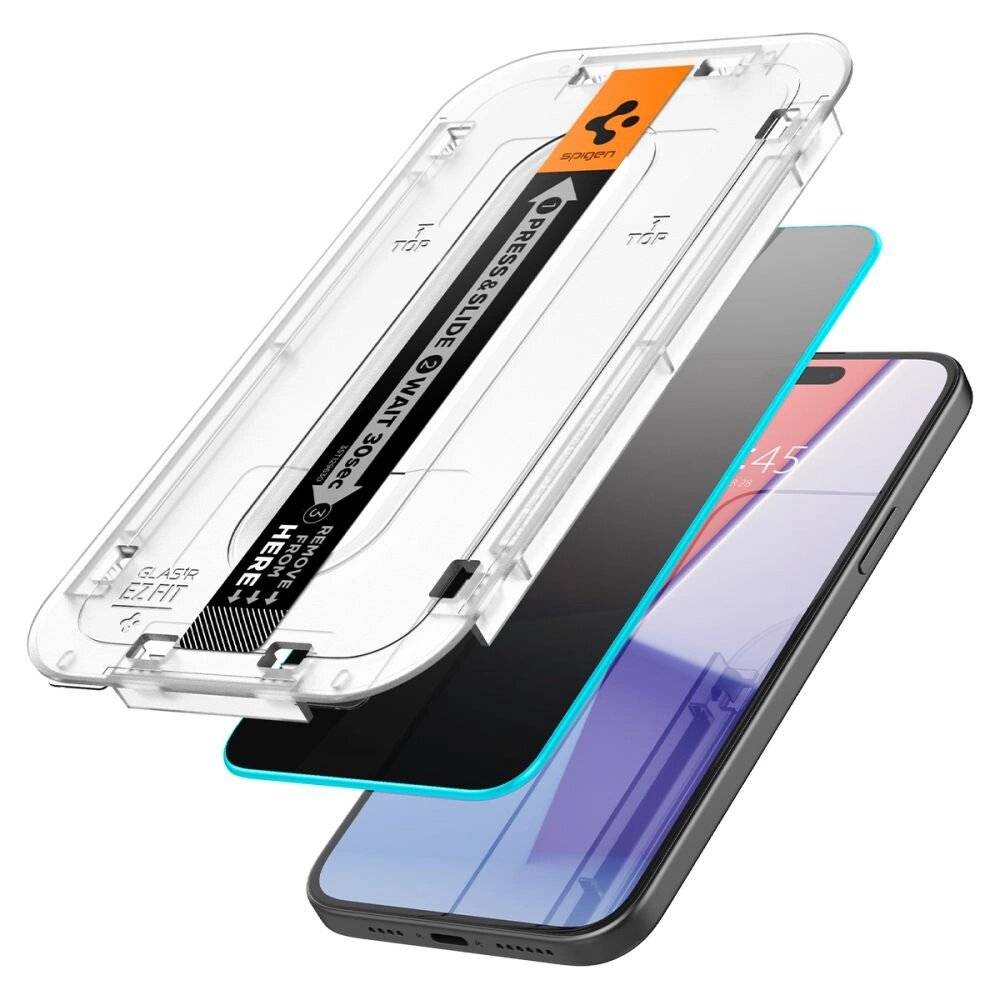 Spigen Glas.tR EZ Fit Privacy gehärtetes Glas iPhone 15 Plus