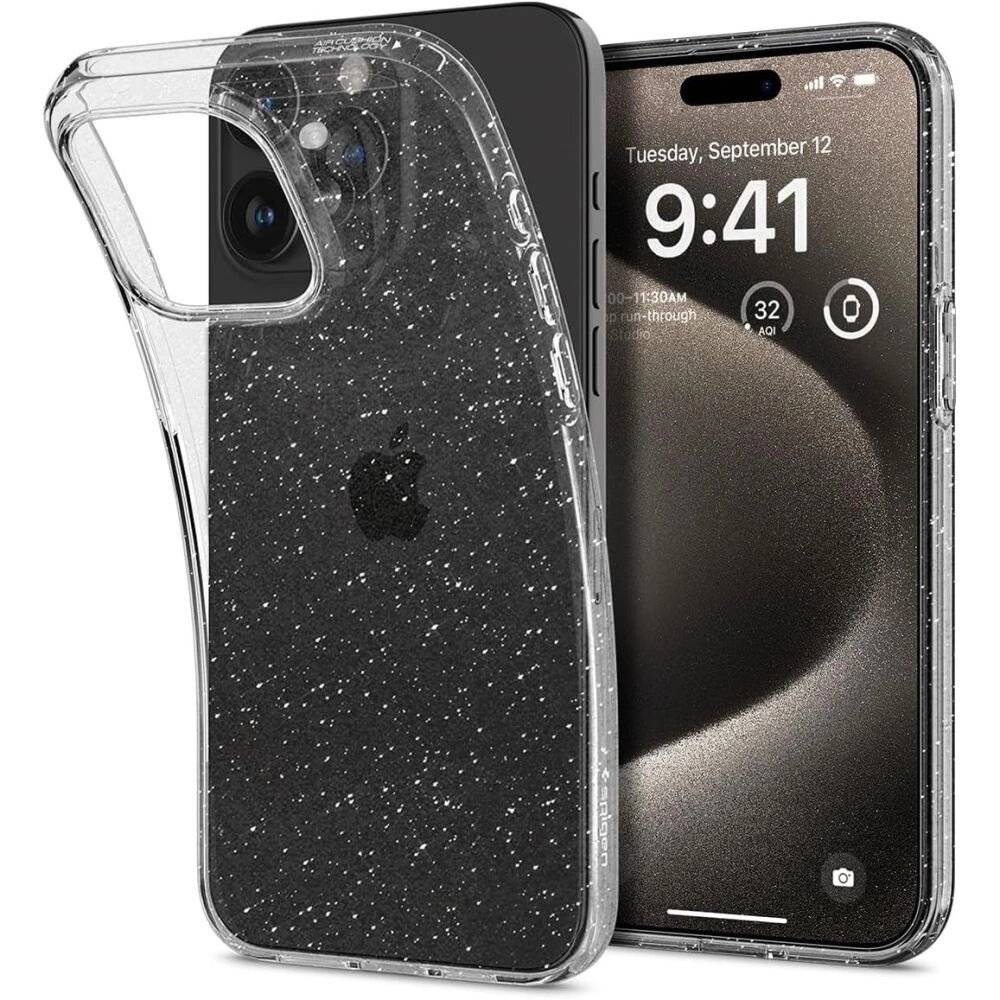 Spigen Liquid Crystal Hülle iPhone 15 Pro Max – transparent glitzernd