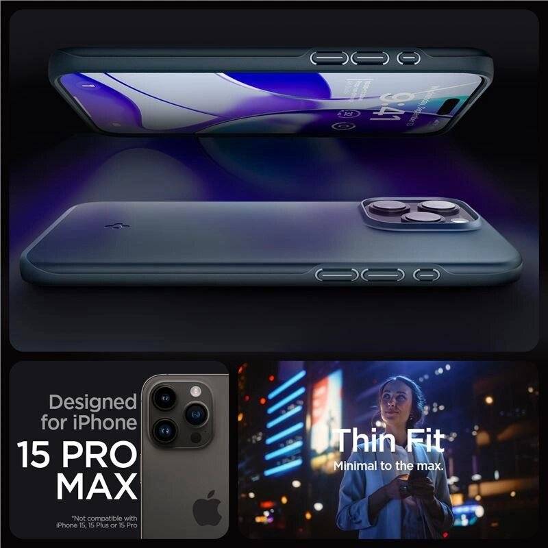 Spigen Thin Fit Hülle iPhone 15 Pro Max – schwarzes Metall
