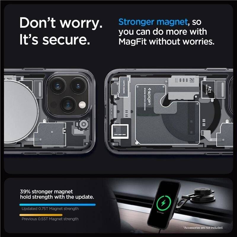 Spigen Ultra Hybrid Mag Case MagSafe iPhone 15 Pro – Dunkelgrau Zero One Pattern