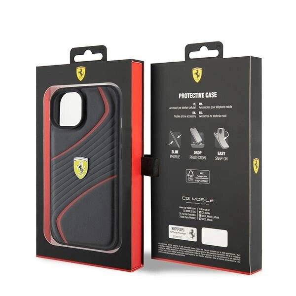 Ferrari FEHCP15SPTWK iPhone 15 6,1″ schwarz/schwarzes Hardcase Twist Metal Logo