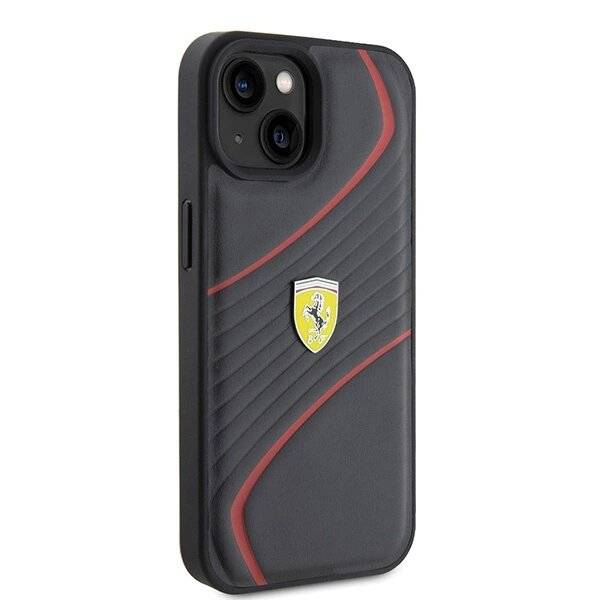 Ferrari FEHCP15SPTWK iPhone 15 6,1″ schwarz/schwarzes Hardcase Twist Metal Logo