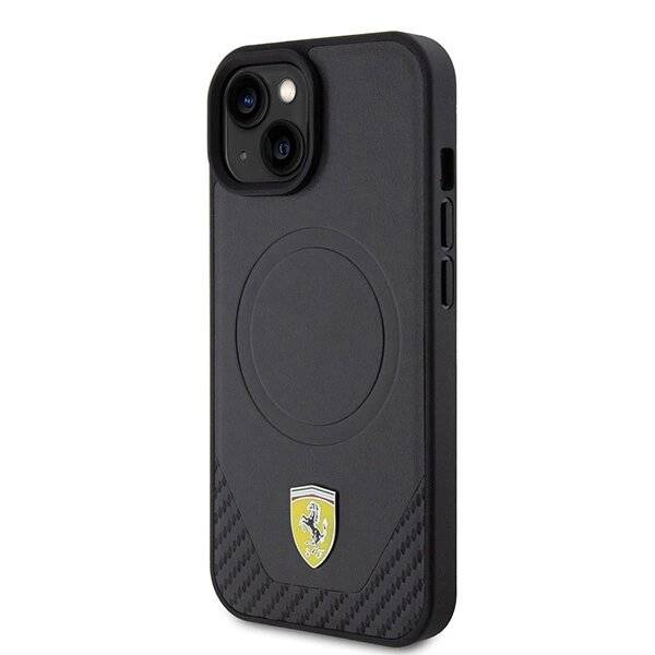Ferrari FEHMP15SPTEK iPhone 15 6,1″ schwarz/schwarzes Hardcase Carbon Metal Logo MagSafe