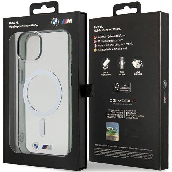 BMW Silver Ring MagSafe iPhone 15 Hülle - Transparent