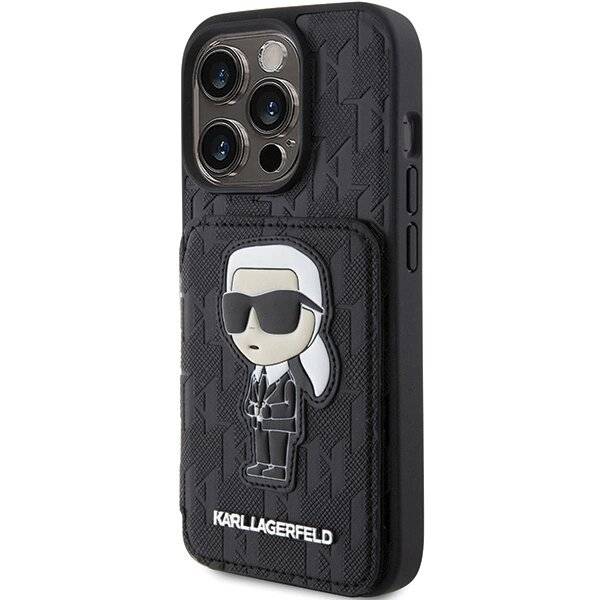 Karl Lagerfeld Saffiano Cardslots and Stand Monogram Ikonik Patch Hülle iPhone 15 Pro Max –