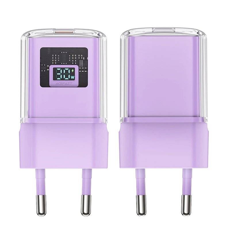 Acefast A53 PD 30W GaN USB-C Ladegerät Display – Lila