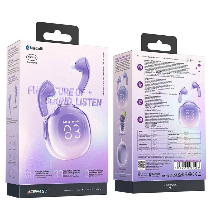 Acefast T9 Bluetooth 5.3 In-Ear-Funkkopfhörer – Lila