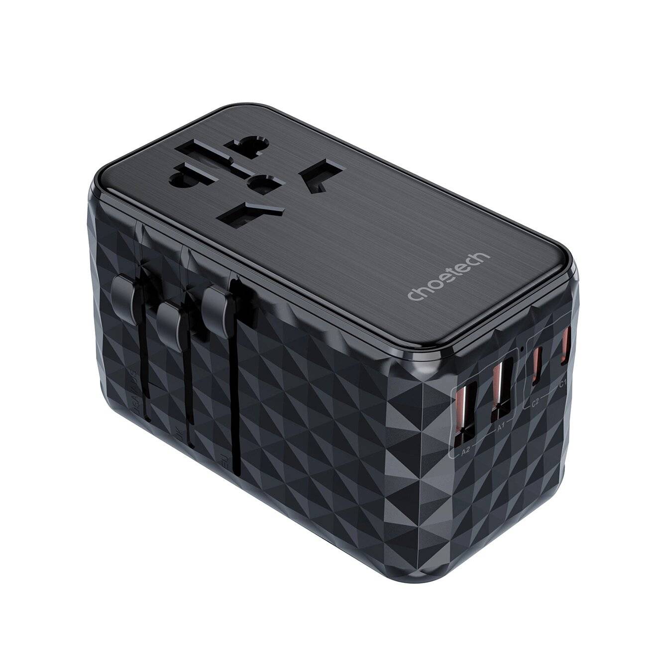 Choetech PD6028 EU / US UK Reiseadapter 2x USB-C USB-A 100W - Schwarz