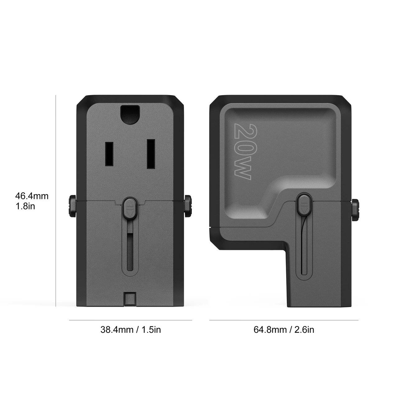 Choetech PD6038 20W Reiseladegerät, USB-C & USB-A, mit USA/EU/UK/AU-Steckeradaptern