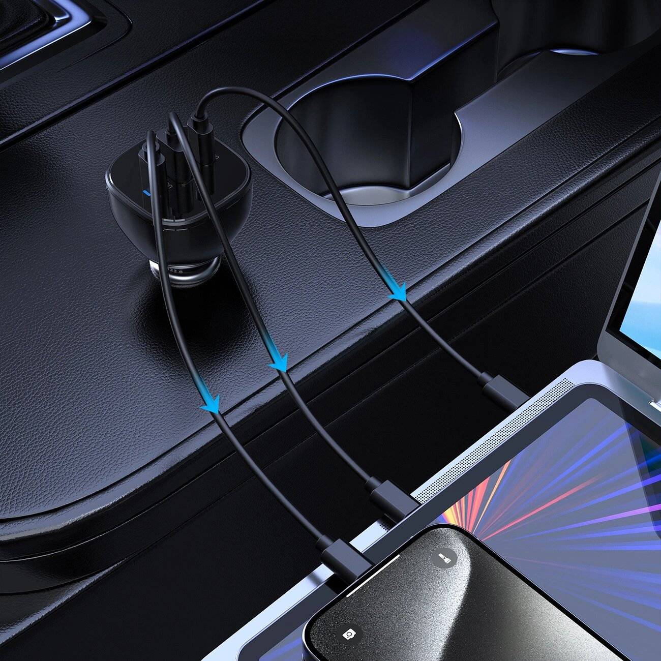 Choetech TC0024 Autoladegerät 160W 2x USB-C PD 3.1 1x USB-A - Schwarz