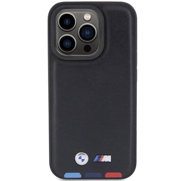 BMW BMHCP15L22PTDK iPhone 15 Pro 6,1″ schwarz/schwarzer Lederstempel Tricolor