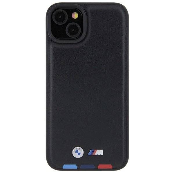 BMW BMHCP15M22PTDK iPhone 15 Plus 6,7″ schwarz/schwarzer Lederstempel Tricolor