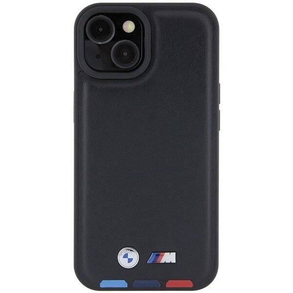 BMW BMHCP15S22PTDK iPhone 15 6,1″ schwarz/schwarzer Lederstempel Tricolor
