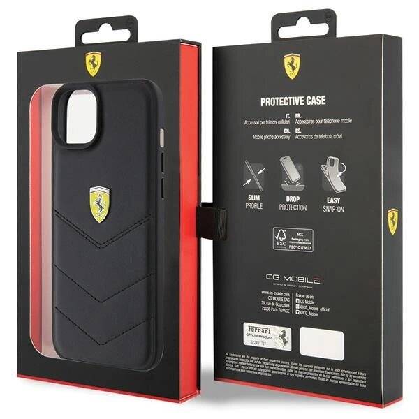 Ferrari FEHCP15MRDUK iPhone 15 Plus 6,7" schwarz/schwarzes Hardcase gestepptem Metalllogo
