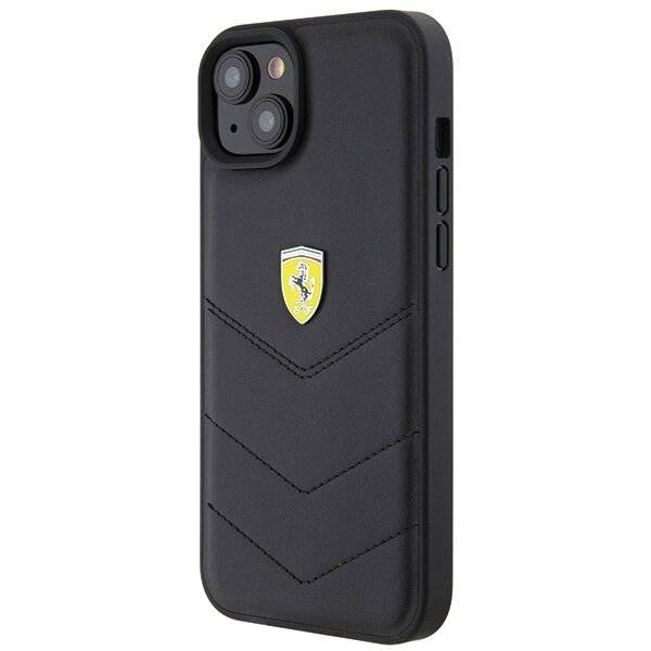Ferrari FEHCP15MRDUK iPhone 15 Plus 6,7" schwarz/schwarzes Hardcase gestepptem Metalllogo