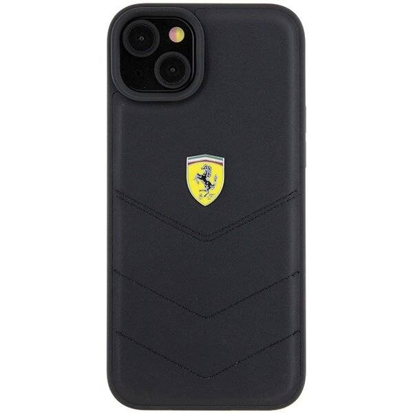 Ferrari FEHCP15MRDUK iPhone 15 Plus 6,7" schwarz/schwarzes Hardcase gestepptem Metalllogo