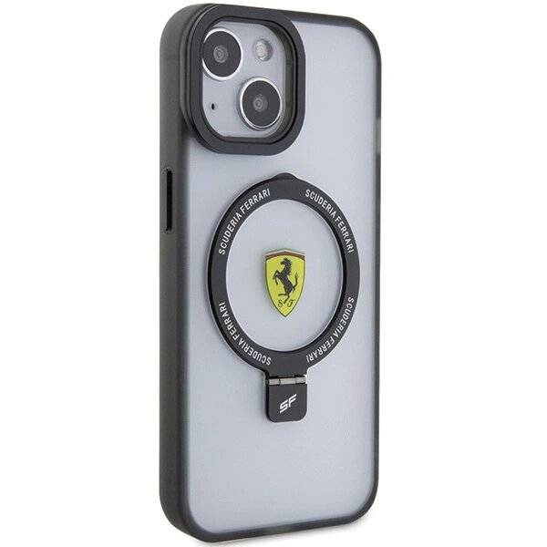 Ferrari FEHMP15SUSCAK iPhone 15 6,1″ schwarz/schwarz Hardcase Ring Stand 2023 Collection MagSafe