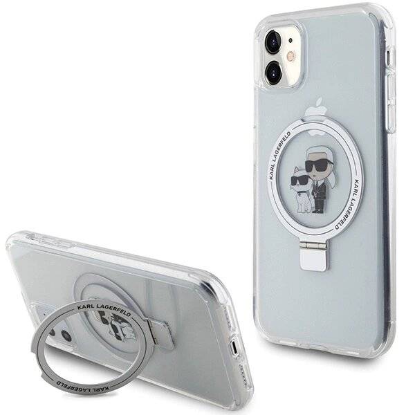 Karl Lagerfeld KLHMN61HMRSKCH iPhone 11 / Xr 6,1″ weiß/weiß Hardcase Ringständer Karl&Choupette