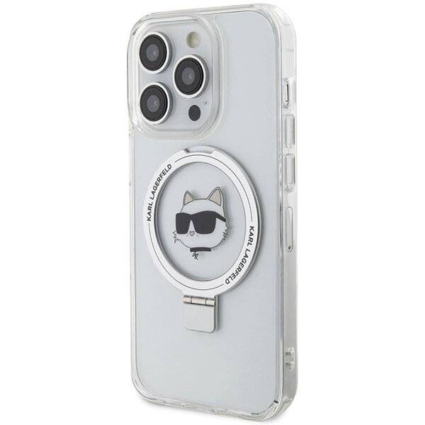 Karl Lagerfeld KLHMP15LHMRSCHH iPhone 15 Pro 6,1″ weiß/weiß Hardcase Ring Stand Choupette Head