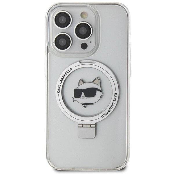 Karl Lagerfeld KLHMP15LHMRSCHH iPhone 15 Pro 6,1″ weiß/weiß Hardcase Ring Stand Choupette Head