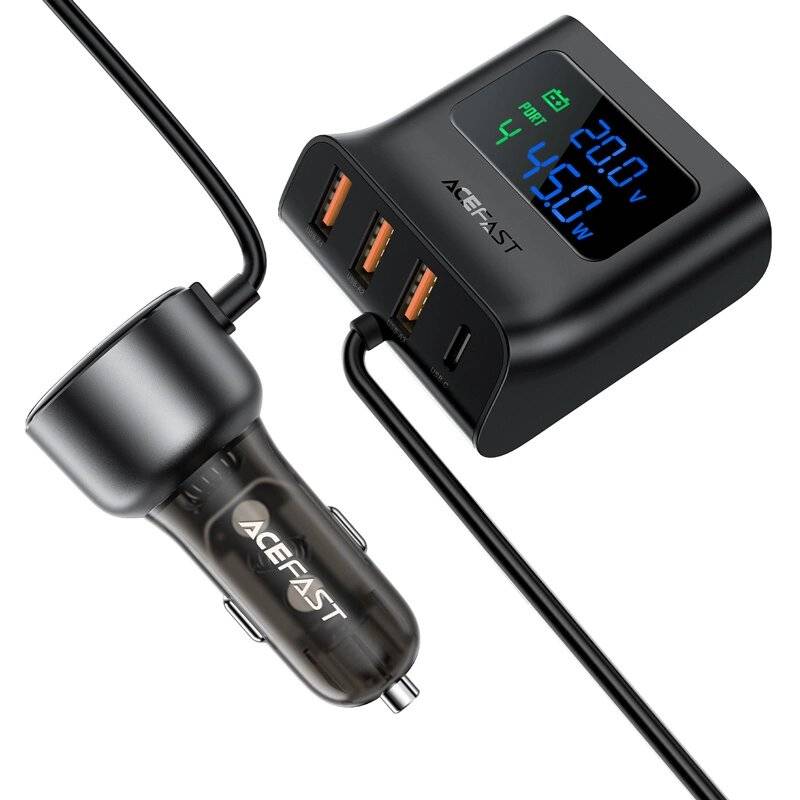 Acefast B11 138 W USB-A USB-C Autoladegerät 6 Anschlüssen – Schwarz