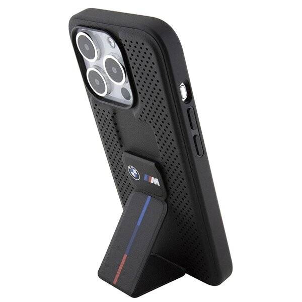 BMW Grip Stand Smooth & Perforated Hülle iPhone 15 Pro Max – Schwarz