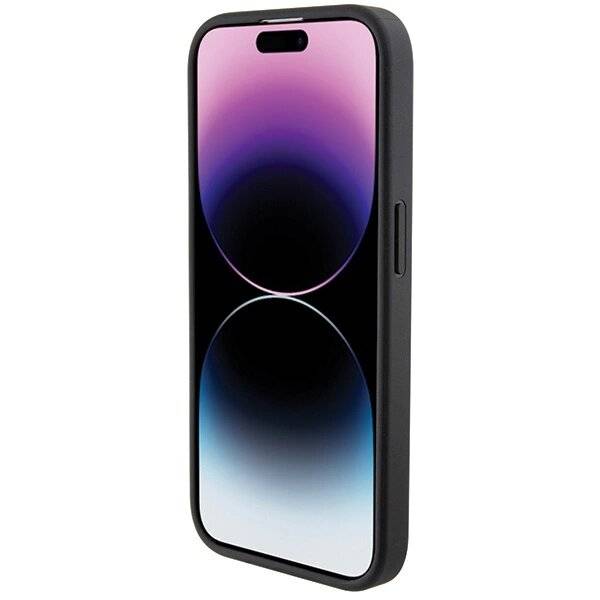 BMW iPhone 15 Pro Max Hülle Strukturiertem Leder Streifen - Schwarz