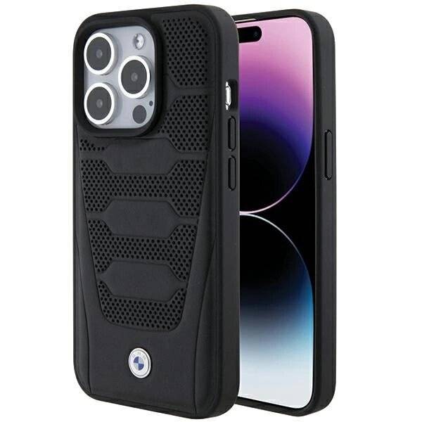 BMW Ledersitz-Musterhülle iPhone 15 Pro Max – Schwarz