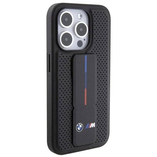 BMW Grip Stand Smooth & Perforated Hülle iPhone 15 Pro Max – Schwarz
