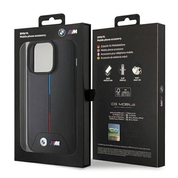 BMW Quilted Tricolor MagSafe Hülle iPhone 15 Pro – Schwarz