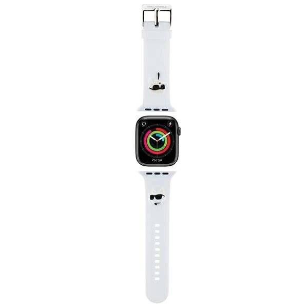 Karl Lagerfeld 3D Rubber Karl&Choupette Heads Armband Apple Watch 42/44/45/49 mm – Weiß