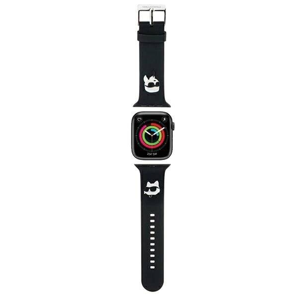 Karl Lagerfeld 3D Rubber Karl&Choupette Heads Armband Apple Watch 42/44/45/49 mm – Schwarz