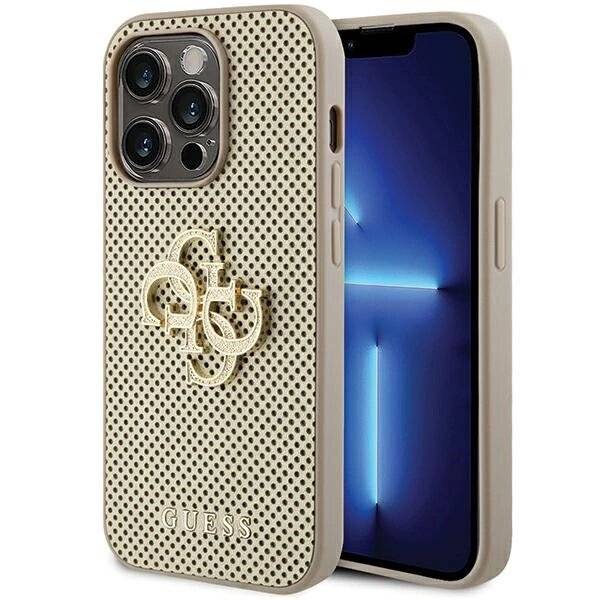 Guess Perforated 4G Glitter Hülle iPhone 15 Pro – Gold
