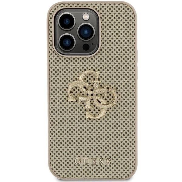 Guess Perforated 4G Glitter Hülle iPhone 15 Pro – Gold