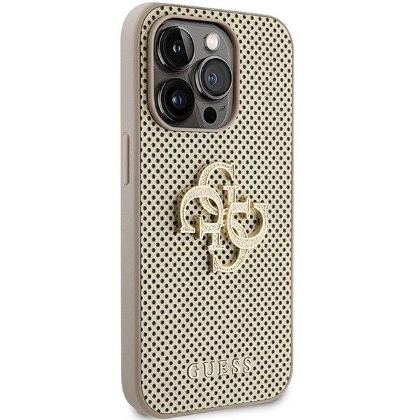 Guess Perforated 4G Glitter Hülle iPhone 15 Pro – Gold
