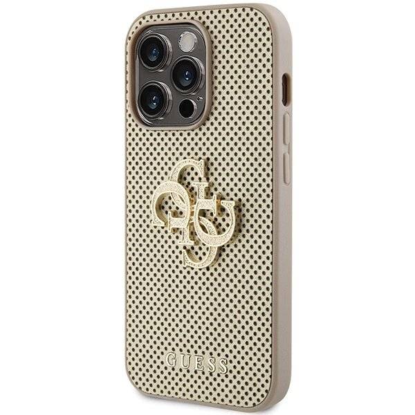 Guess Perforated 4G Glitter Hülle iPhone 15 Pro – Gold
