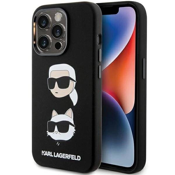 Karl Lagerfeld Silikon Karl&Choupette Head Hülle iPhone 15 Pro Max – Schwarz
