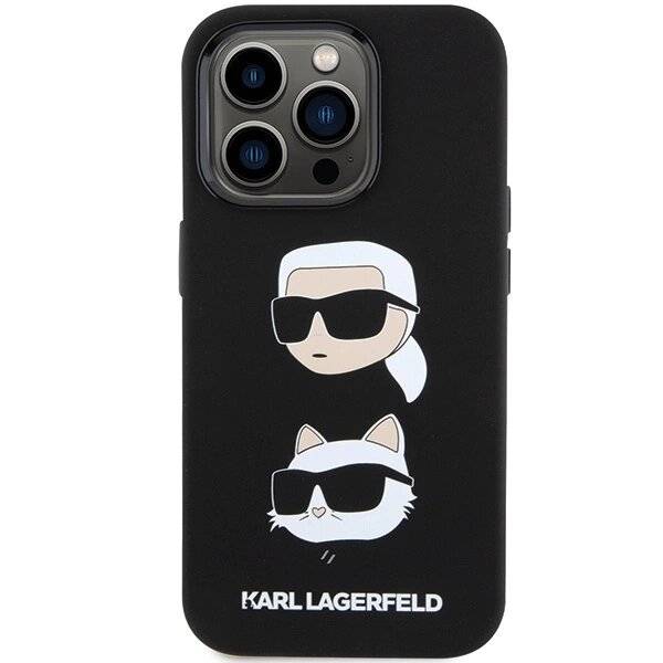 Karl Lagerfeld Silikon Karl&Choupette Head Hülle iPhone 15 Pro Max – Schwarz
